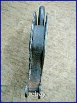 Early RARE ANTIQUE iron Rustic iron fish shape padlock lock with KEY
