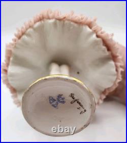 Early RARE Antique German Mueller Volksted Dresden Lace Ballerina Pink Figurine