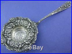 Early RARE Sterling STIEFF Tea Strainer STIEFF ROSE with repousse floral patterns