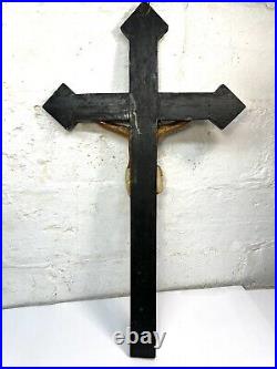 Early Rare Antique 1850s Carved Wood Crucifix Religious 19th Century AAFA 29