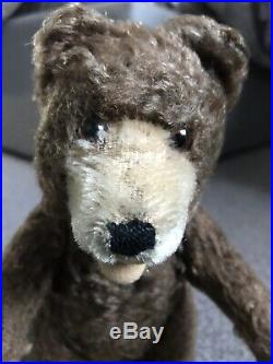 Early Rare Antique 9 Mohair Brown Teddy Baby Bear No ID Red Collar Buy Now NR