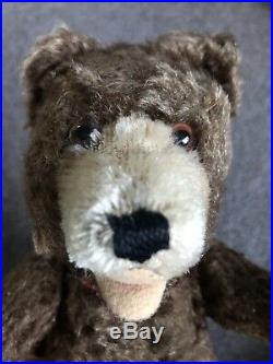 Early Rare Antique 9 Mohair Brown Teddy Baby Bear No ID Red Collar Buy Now NR