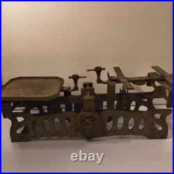 Early Rare Antique Cast Iron Balance Scale 17 Long Heavy Design Marked 5Kg