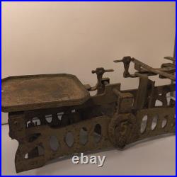 Early Rare Antique Cast Iron Balance Scale 17 Long Heavy Design Marked 5Kg