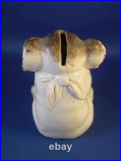 Early & Rare Antique Porcelain Elephant Still Coin Bank Money Box