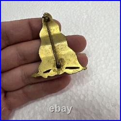 Early Rare Antique Yale University Enamel Pennant Badge Pin -ormolu Gilding