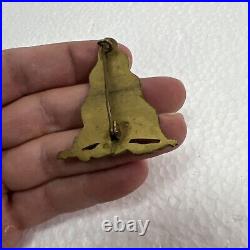 Early Rare Antique Yale University Enamel Pennant Badge Pin -ormolu Gilding