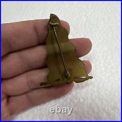 Early Rare Antique Yale University Enamel Pennant Badge Pin -ormolu Gilding