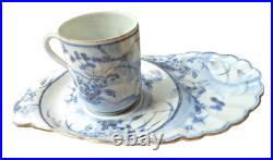 Early Rare Blue & White Chinese Tennis Set with 6 Character Mark Painted Rabbits