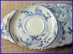 Early Rare Blue & White Chinese Tennis Set with 6 Character Mark Painted Rabbits