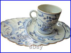 Early Rare Blue & White Chinese Tennis Set with 6 Character Mark Painted Rabbits