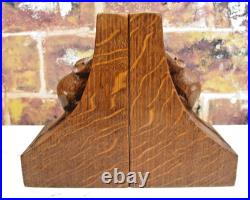 Early Rare Desirable Robert Mouseman Thompson Yorkshire Oak Bookends c. 1940s