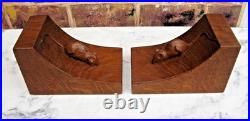 Early Rare Desirable Robert Mouseman Thompson Yorkshire Oak Bookends c. 1940s