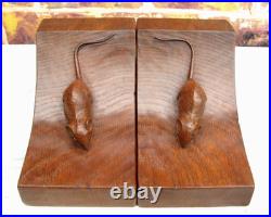 Early Rare Desirable Robert Mouseman Thompson Yorkshire Oak Bookends c. 1940s