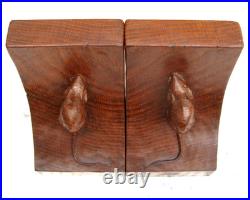 Early Rare Desirable Robert Mouseman Thompson Yorkshire Oak Bookends c. 1940s
