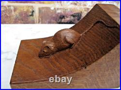 Early Rare Desirable Robert Mouseman Thompson Yorkshire Oak Bookends c. 1940s