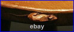 Early Rare Original Carved Oak Robert Thompson Mouseman Kidney Tri-leg Stool