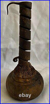 Early Rare Primitive Antique Candle Stick Holder