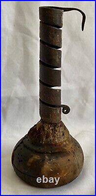 Early Rare Primitive Antique Candle Stick Holder