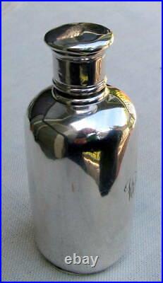 Early & Rare Sterling Silver Pocket Whiskey Flask Maker & Date Hallmarked