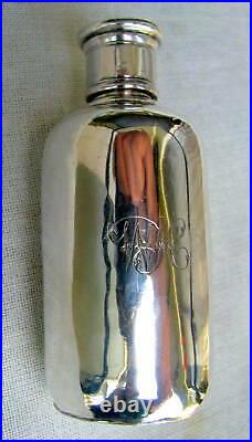 Early & Rare Sterling Silver Pocket Whiskey Flask Maker & Date Hallmarked