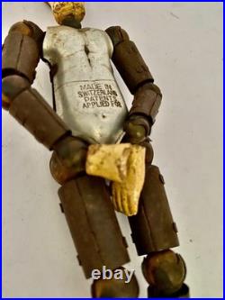 Early Rare Swiss Bucherer Metal Composition Articulated Ball Figure Doll Soccer