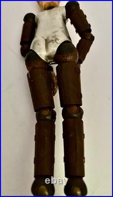 Early Rare Swiss Bucherer Metal Composition Articulated Ball Figure Doll Soccer
