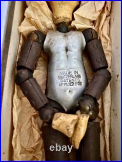 Early Rare Swiss Bucherer Metal Composition Articulated Ball Figure Doll Soccer