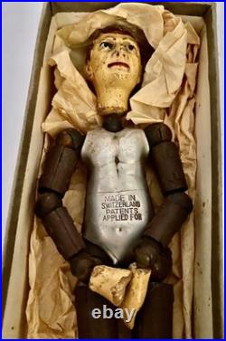 Early Rare Swiss Bucherer Metal Composition Articulated Ball Figure Doll Soccer