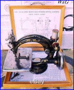 Early Rare Willcox & Gibbs Adjustable tension crank antique sewing machine, 1870
