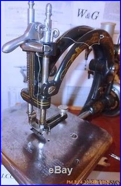 Early Rare Willcox & Gibbs Adjustable tension crank antique sewing machine, 1870