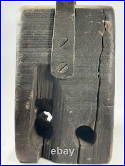 Early Rare Wooden Wedge Nautical Pulley Block Ship Rigging Primitive Antique