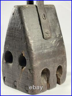 Early Rare Wooden Wedge Nautical Pulley Block Ship Rigging Primitive Antique