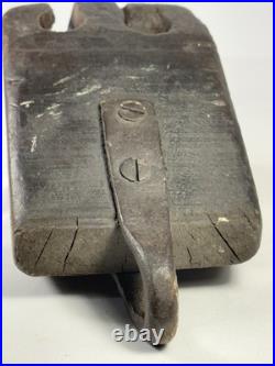 Early Rare Wooden Wedge Nautical Pulley Block Ship Rigging Primitive Antique