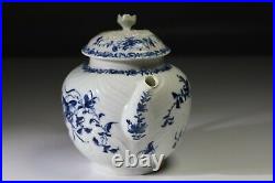 Early Rare Worcester Feather Moulded Floral teapot c1765-80