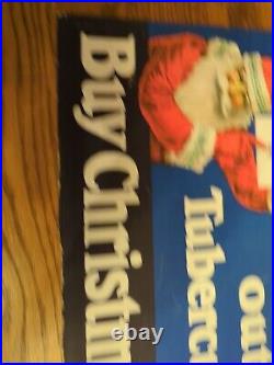 Early Santa Claus Xmas Tb Stamp Seals Rare 1920s Trolley Card Paper Sign Antique