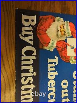 Early Santa Claus Xmas Tb Stamp Seals Rare 1920s Trolley Card Paper Sign Antique