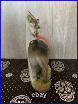 Early Staffordshire Porcelain Elephant Spill Vase Figure Very Rare