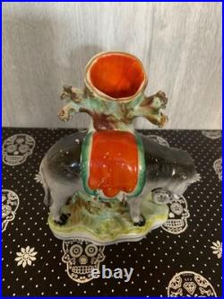 Early Staffordshire Porcelain Elephant Spill Vase Figure Very Rare