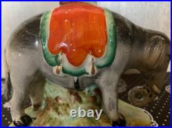 Early Staffordshire Porcelain Elephant Spill Vase Figure Very Rare