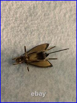 Early Victorian Brass & Red Vauxhall Glass Insect Fly Pin Beaufitul Old Rare