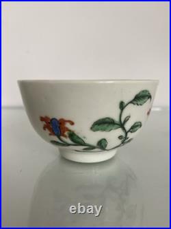 Early Worcester Hibiscus Honeysuckle Pattern Tea Bowl Saucer c1758 Antique Rare