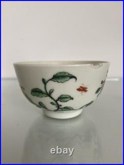 Early Worcester Hibiscus Honeysuckle Pattern Tea Bowl Saucer c1758 Antique Rare