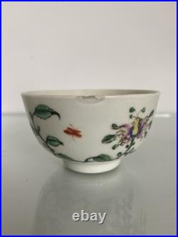 Early Worcester Hibiscus Honeysuckle Pattern Tea Bowl Saucer c1758 Antique Rare