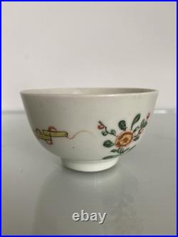 Early Worcester Hibiscus Honeysuckle Pattern Tea Bowl Saucer c1758 Antique Rare