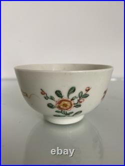 Early Worcester Hibiscus Honeysuckle Pattern Tea Bowl Saucer c1758 Antique Rare