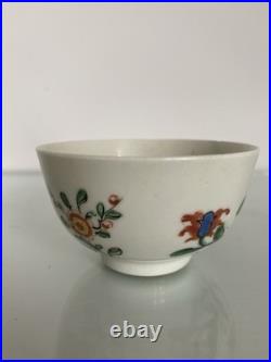 Early Worcester Hibiscus Honeysuckle Pattern Tea Bowl Saucer c1758 Antique Rare
