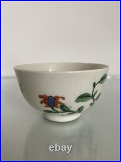 Early Worcester Hibiscus Honeysuckle Pattern Tea Bowl Saucer c1758 Antique Rare