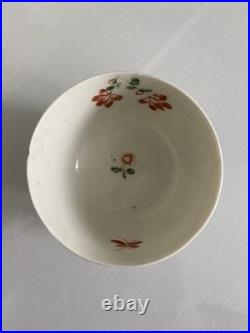 Early Worcester Hibiscus Honeysuckle Pattern Tea Bowl Saucer c1758 Antique Rare