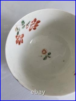 Early Worcester Hibiscus Honeysuckle Pattern Tea Bowl Saucer c1758 Antique Rare